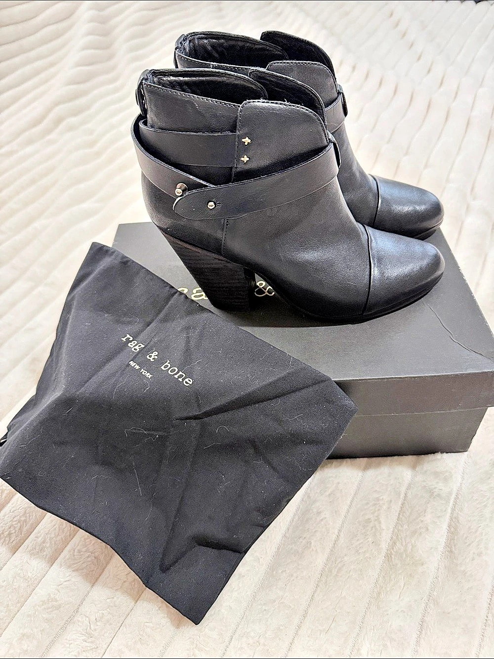 rag & bone Harrow genuine leather Boot Black Studded Ankle Boots